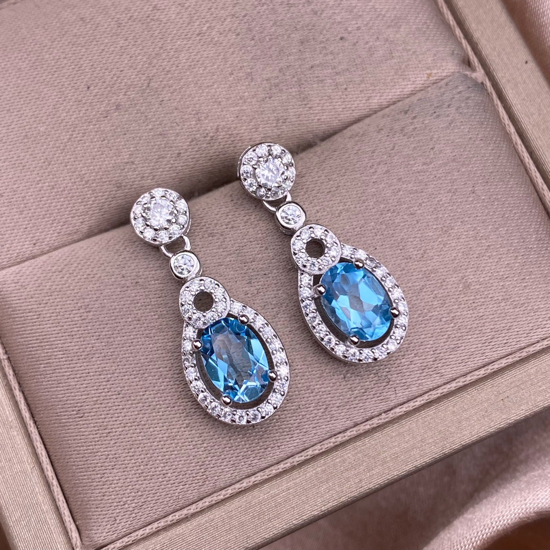 Blue Topaz Teardrop Earrings