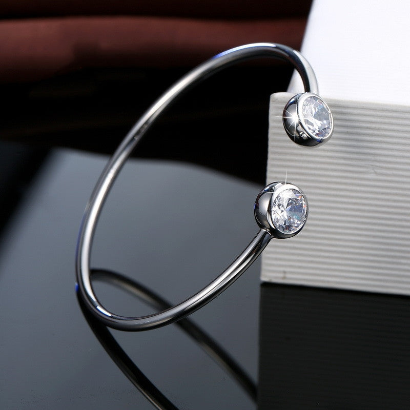 Open Cuff Bracelet with Dual Stone End Detail