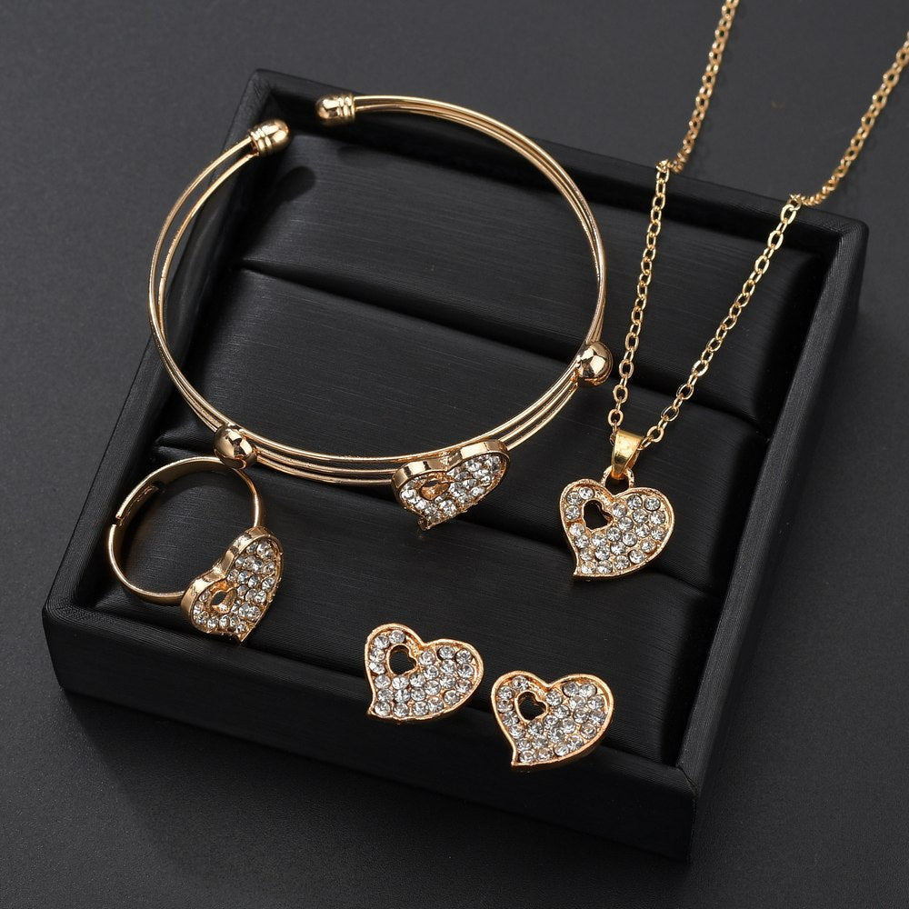 Gold Heart Jewelry Set