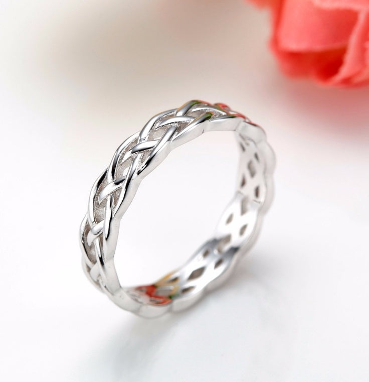 Krystal Crafts Celtic Weave Silver Band Ring