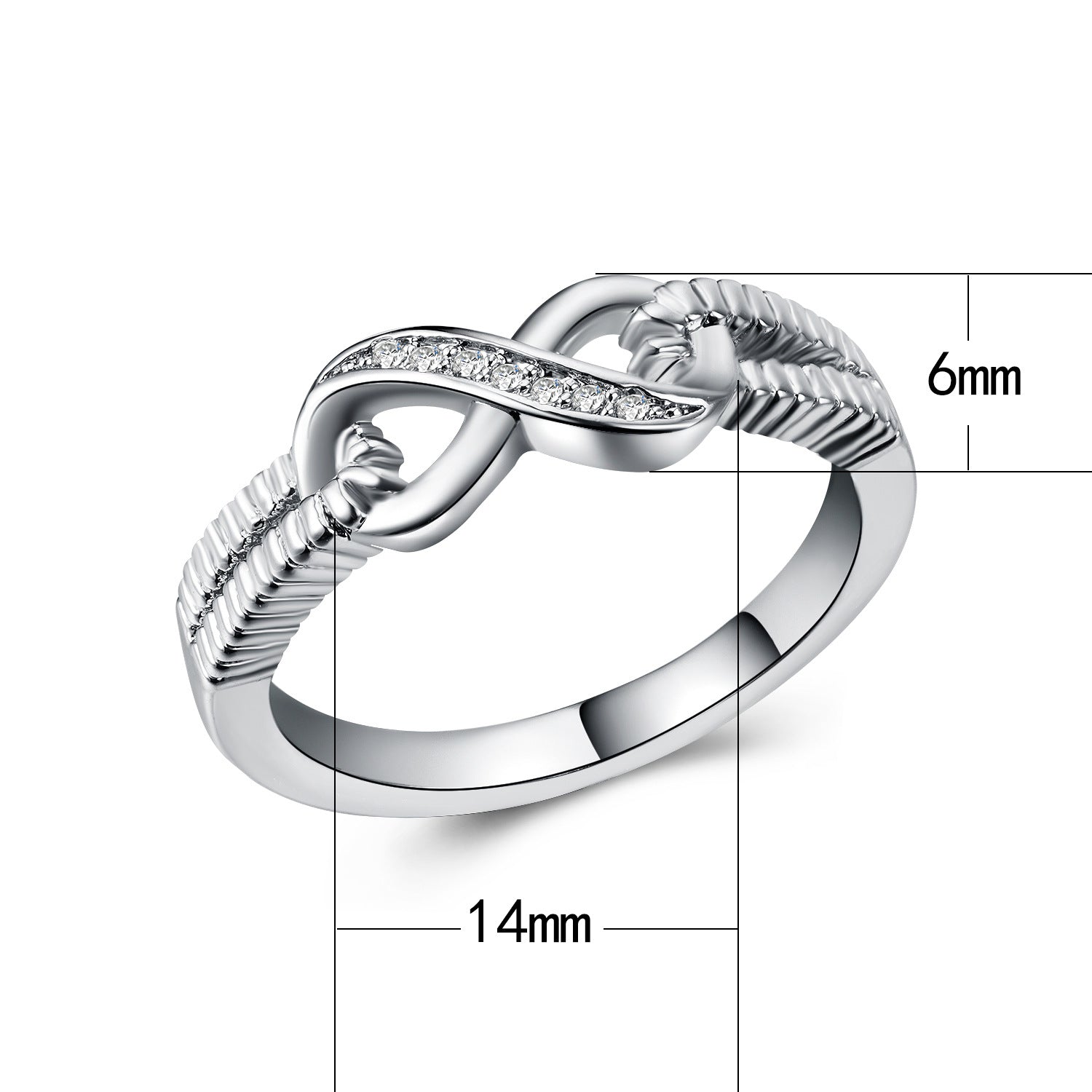 Infinity Knot Pavé Ring in Sterling Silver