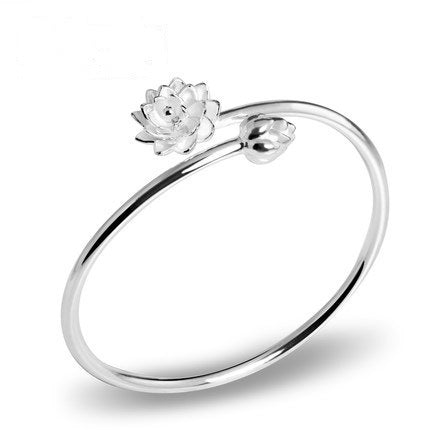 Floral Open Cuff Bracelet with Delicate Sculpted Detail