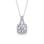 Square Halo Crystal Pendant Necklace