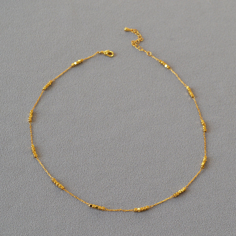 Krystal Crafts Minimal Gold Beaded Chain Necklace