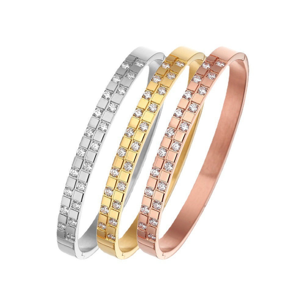 Structured Bangle Bracelet with Subtle Crystal Detail
