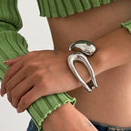 Abstract Open Cuff Bracelet with Fluid Sculptural Form