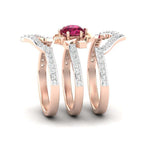 Rose Bloom Bridal Ring Set – Rose Gold Ruby