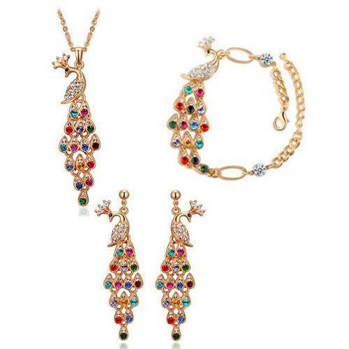 Peacock Crystal Jewelry Set