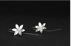 Elegant Silver Blossom Drop Earrings