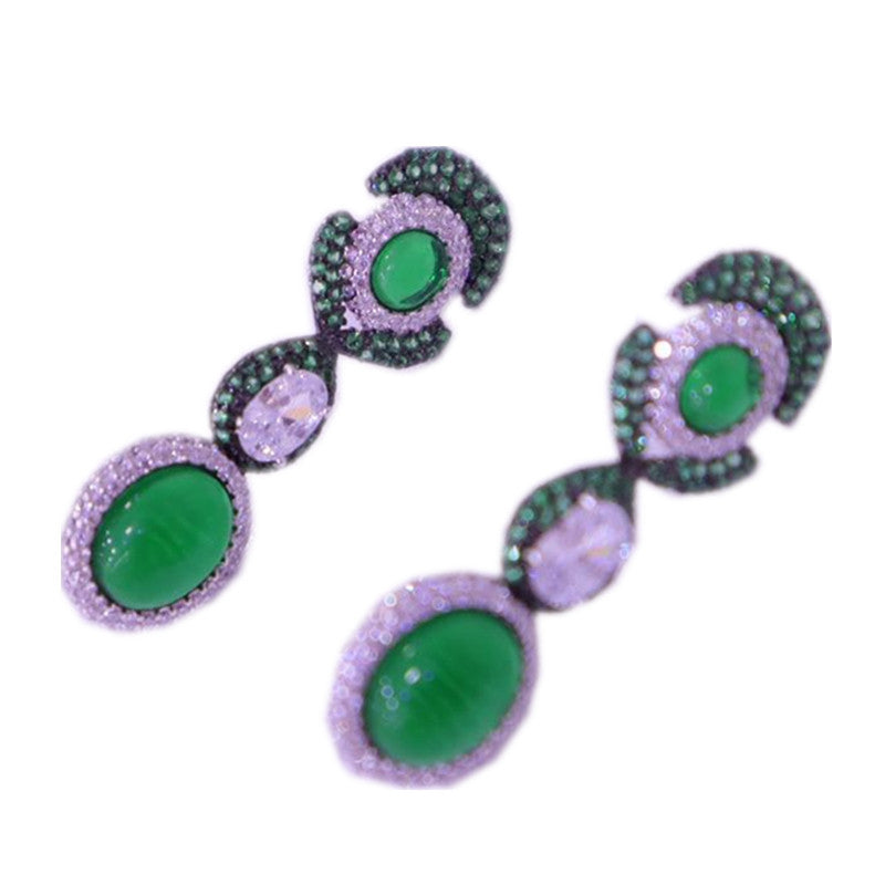 Elegant Green Gemstone Drop Earrings