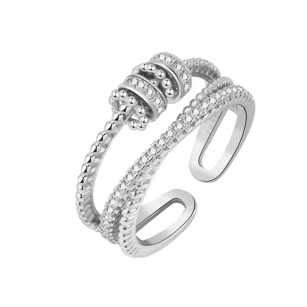 Triple Pavé Spiral Adjustable Ring