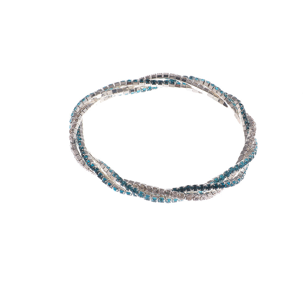 Multi-Row Crystal Stretch Bracelet with Refined Texture