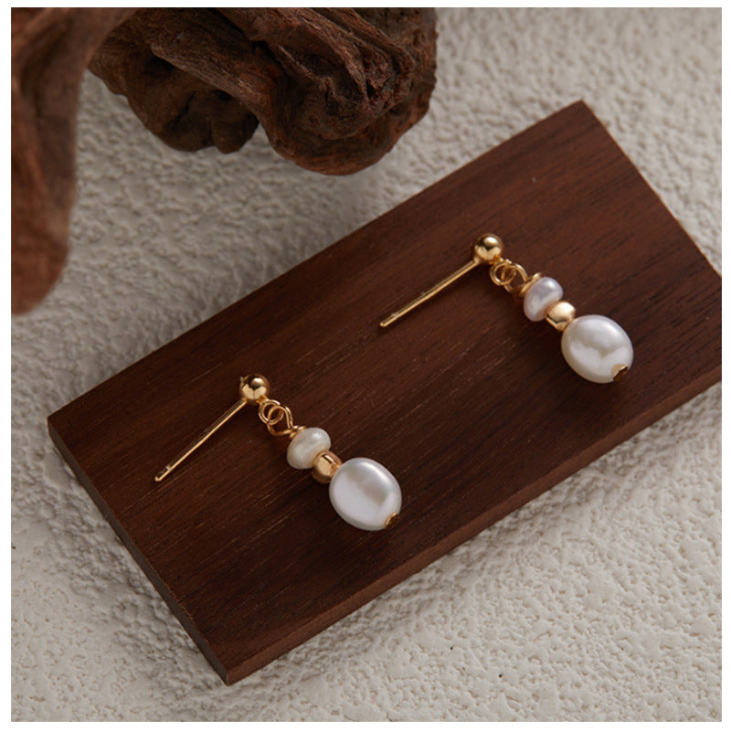 Delicate Pearl Drop Earrings with Elegant Gold Accents
