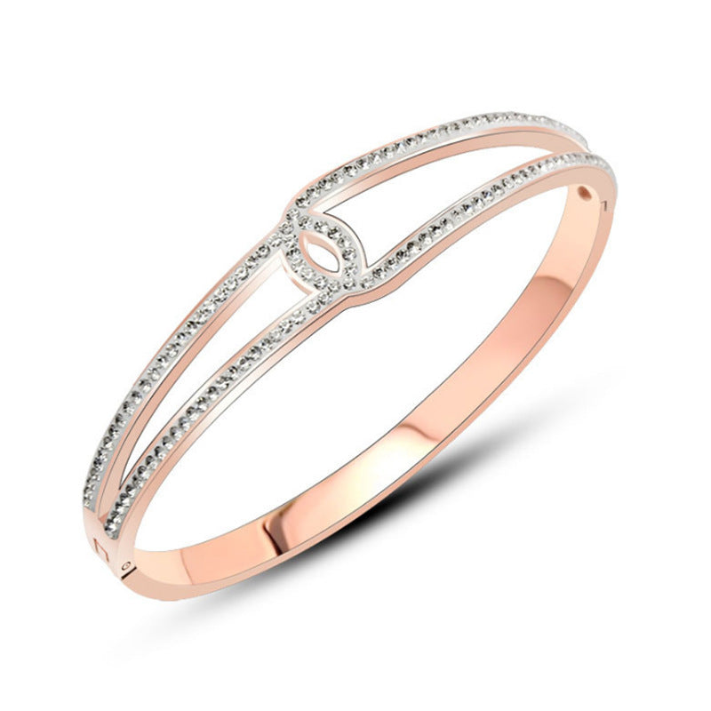 Multi-Band Crystal Detail Bracelet with Elegant Layered Design