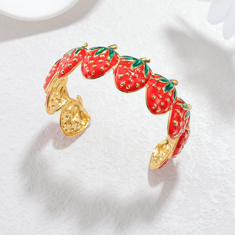 Botanical-Inspired Open Cuff Bracelet with Decorative Bead Detail