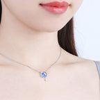 Star & Moon Blue Crystal Necklac