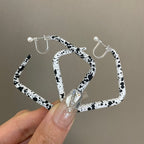 Black & White Speckled Geometric Clip-On Earrings