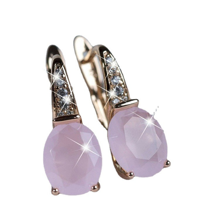 Elegant Oval Crystal Drop Earrings with Sparkling Accents