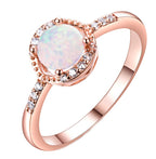 Luna Opal Halo Rose Gold Ring