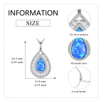 Teardrop Blue Opal Pendant Necklace
