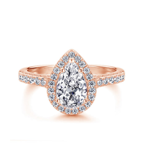 Pear Halo Solitaire Engagement Ring
