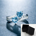 Twin Heart Crystal Ring – Split Band Romantic Statement Design