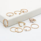 Celestial Gold Stacking Ring Set – Star, Moon & Crystal Bands