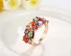 Aurora Garden Multicolor Gemstone Ring in Rose Gold Finish