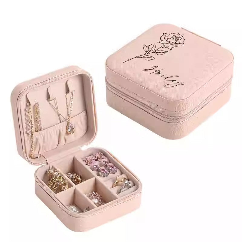 Personalized Jewelry Box – Custom Name & Floral Print Gift Case