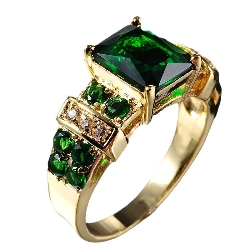 Krystal Crafts Emerald Radiance Gold Statement Ring