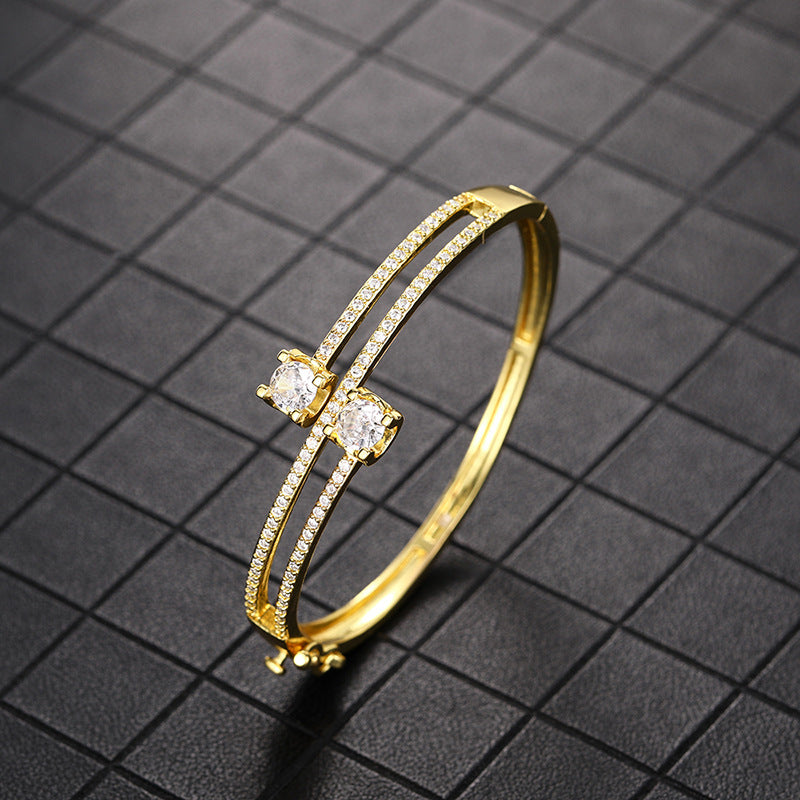 Elegant Dual-Band Bracelet with Refined Crystal Detail