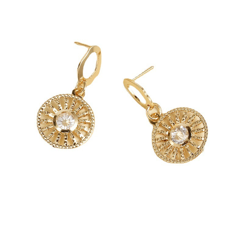 Radiant Sunburst Drop Earrings with Crystal Center