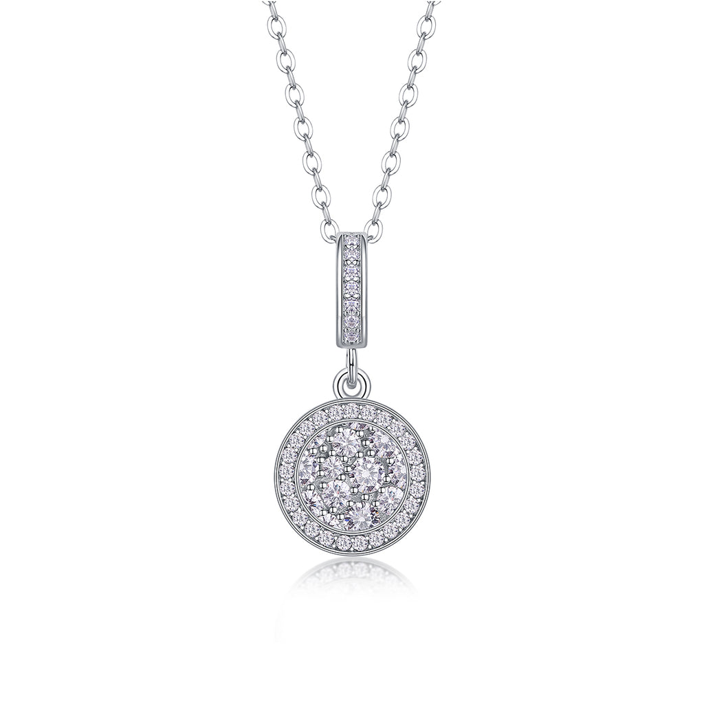Round Cluster Crystal Pendant Necklace