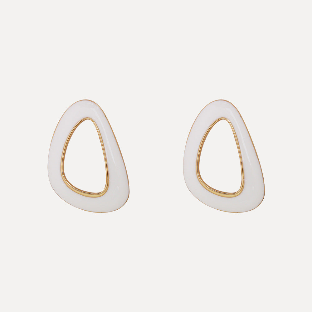 White Abstract Triangle Hoop Earrings