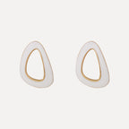 White Abstract Triangle Hoop Earrings