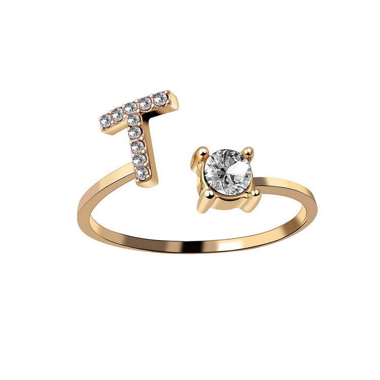 Personalized Diamond Initial Ring
