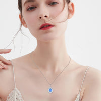 Teardrop Blue Opal Pendant Necklace