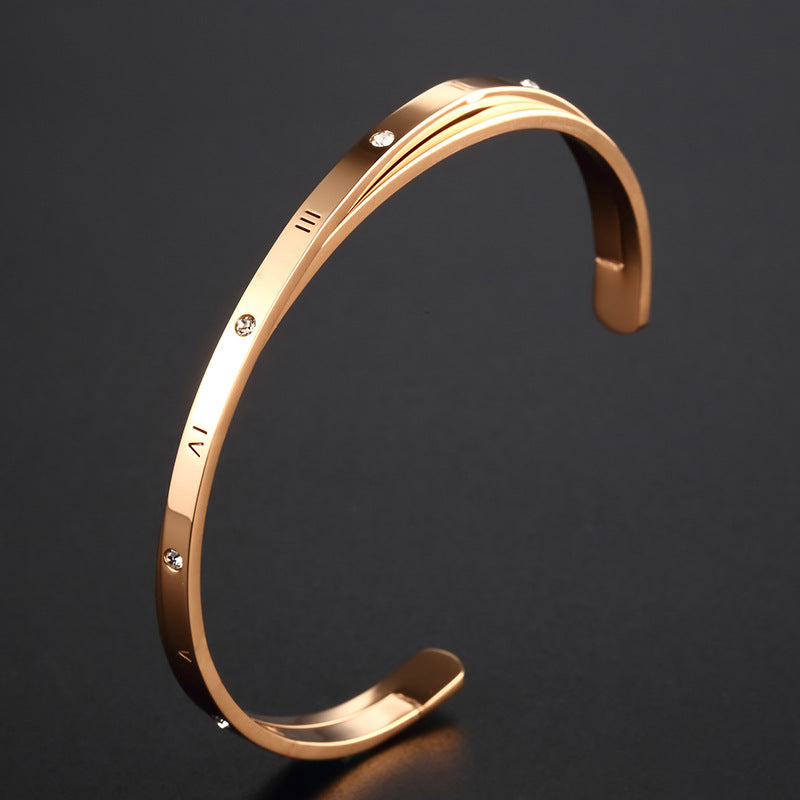 Open Cuff Bracelet with Engraved Numeral Detail