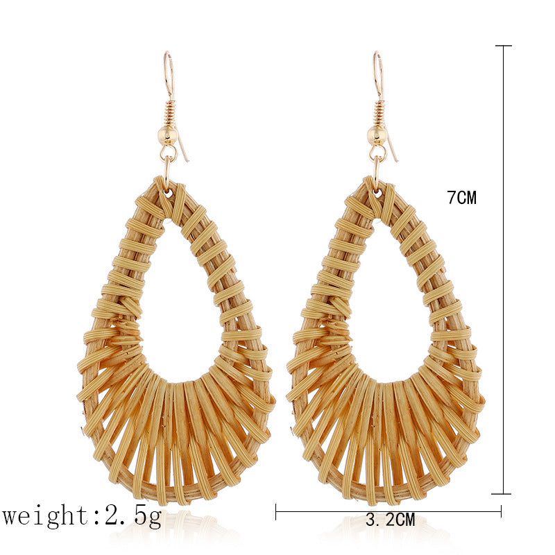 Handmade Rattan Teardrop Earrings