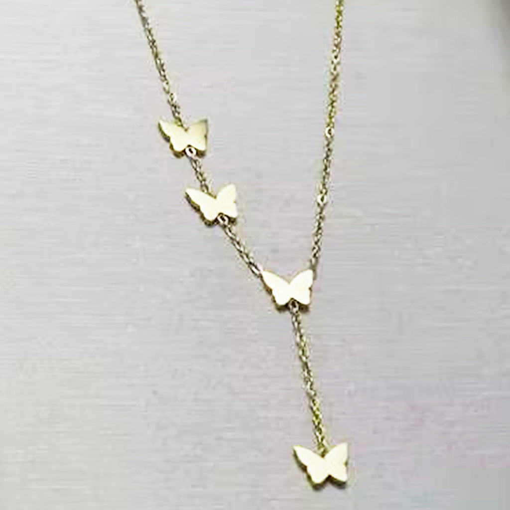 Butterfly Y-Necklace with Delicate Drop Chain