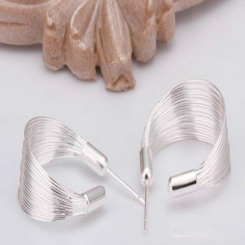 Elegant Silver Wrapped Hoop Earrings