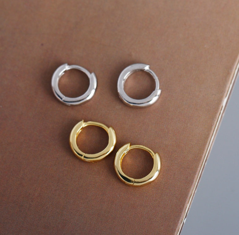 Classic Minimalist Gold Huggie Hoop Earrings