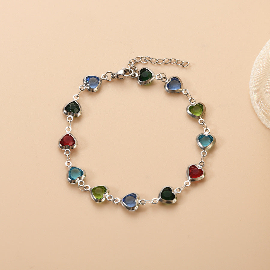 Heart-Accent Chain Bracelet with Elegant Linked Design