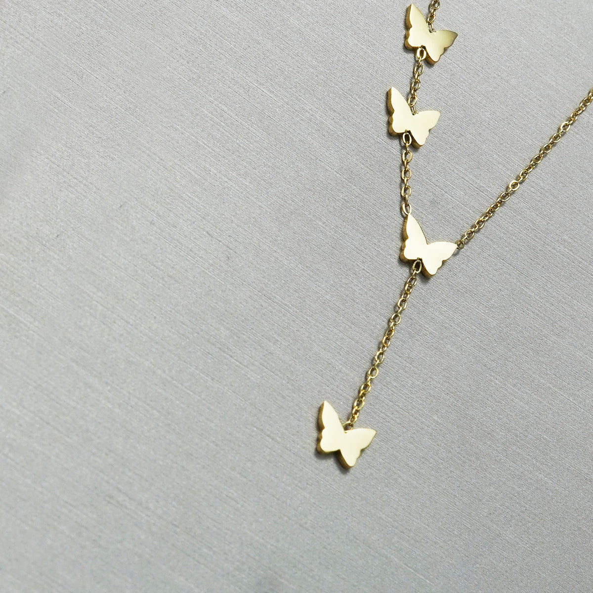 Butterfly Y-Necklace with Delicate Drop Chain