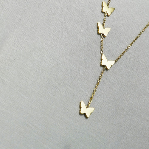 Butterfly Y-Necklace with Delicate Drop Chain