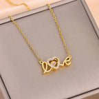 Gold “Love” Heart Pendant Necklace