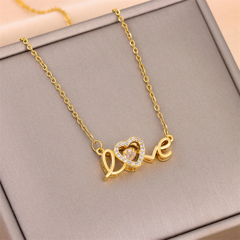 Gold “Love” Heart Pendant Necklace