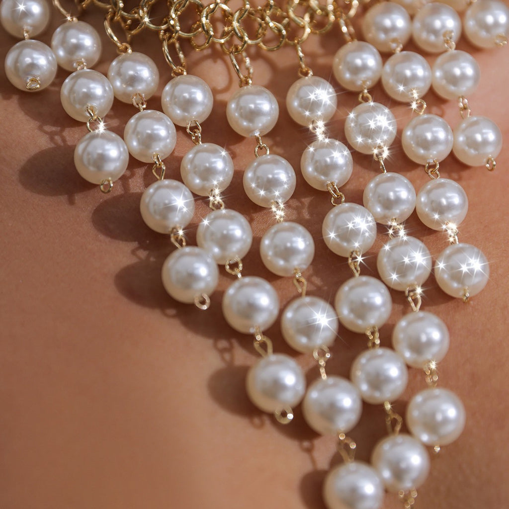 Luxe Cascading Pearl Statement Necklace