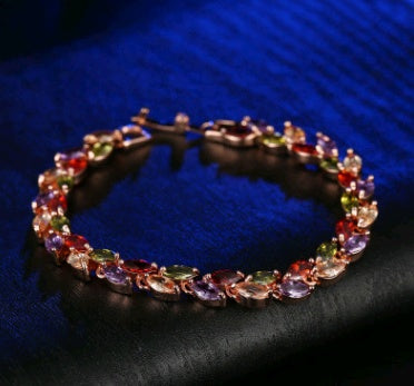 Leaf-Link Bracelet with Flowing Gem Detail