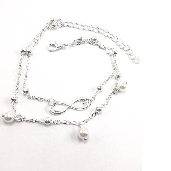Elegant Double-Layer Infinity Pearl Anklet